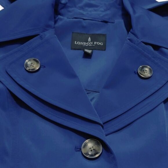 LONDON FOG BLUE Spring HOODED DOUBLE BREASTED TRENCH COAT US XS NWOT - Picture 5 of 16